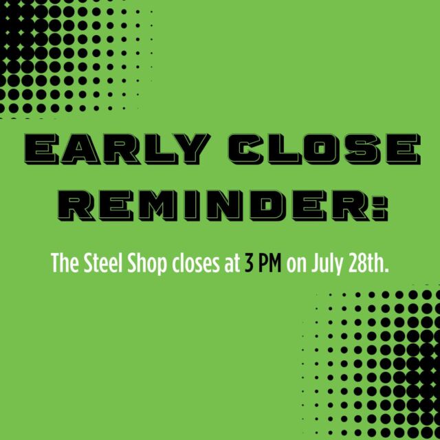 Quick heads up: the Steel Shop will close early to the public at 3:00 p.m. on July 28th. The Power Plant will be open until 6:00 p.m. as usual.

Until then we hope to see you grinding at the gym!

 #stcharles #climbinggym #climbing #indoorclimbing